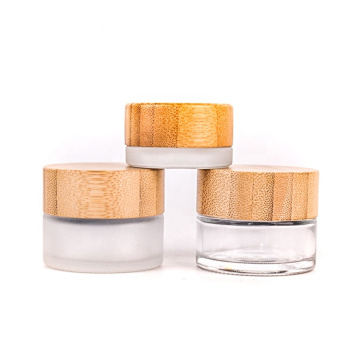 20g Environmental Wood Lids Frosted Glass Bottles Cream Jars Empty Cosmetic Comtainers